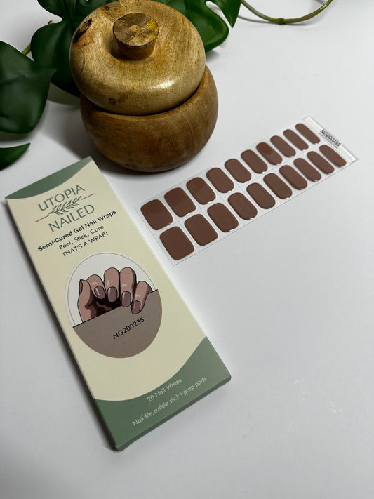 Smooth Mocha | Semi Cured Gel Nail Wraps